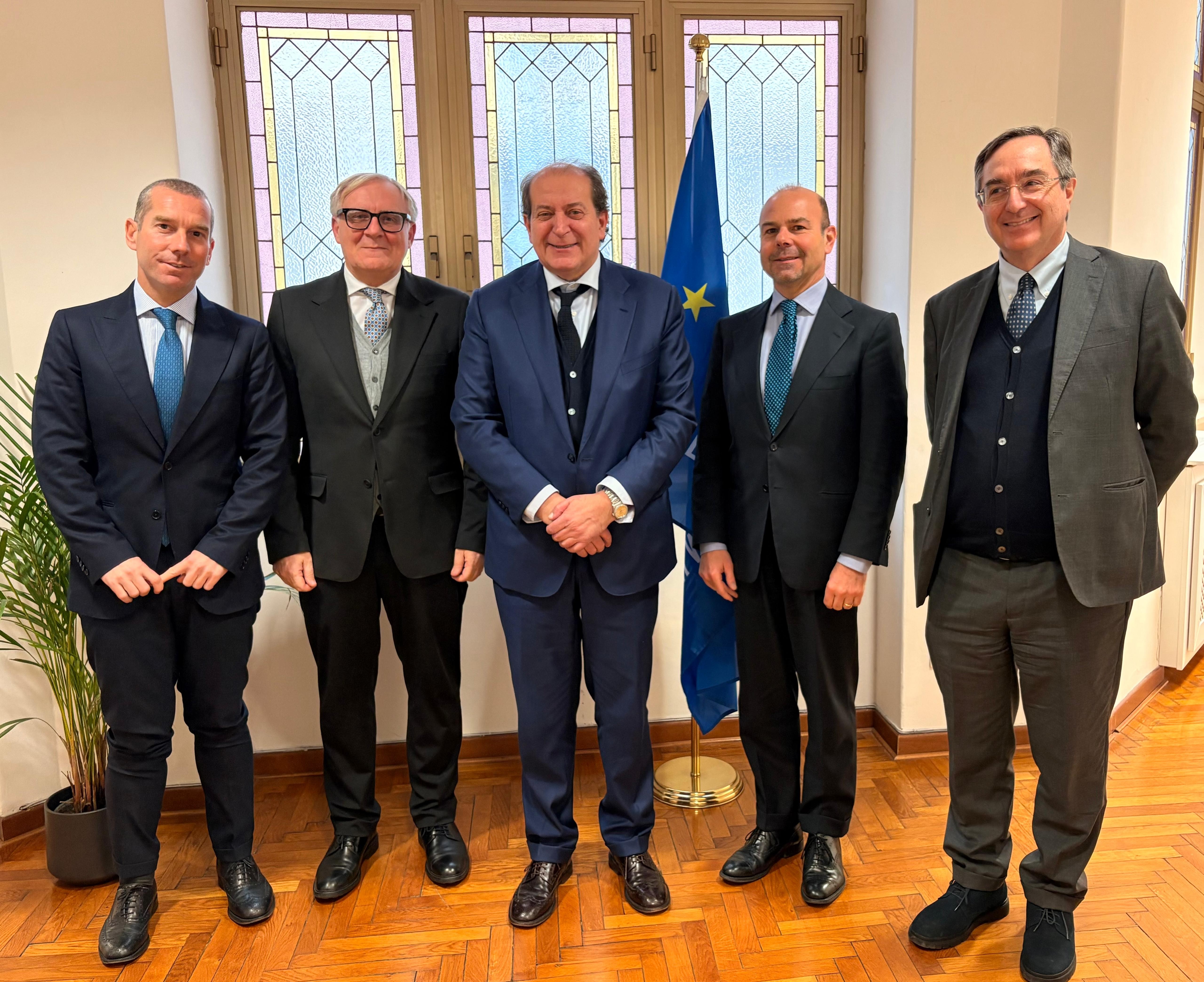 SG Dal Mas and CEI Italian national coordinator Alfredo Durante Mangoni meet with the delegation for the preparatory phase of the “Falcone–Borsellino Programme for the Central European Initiative”