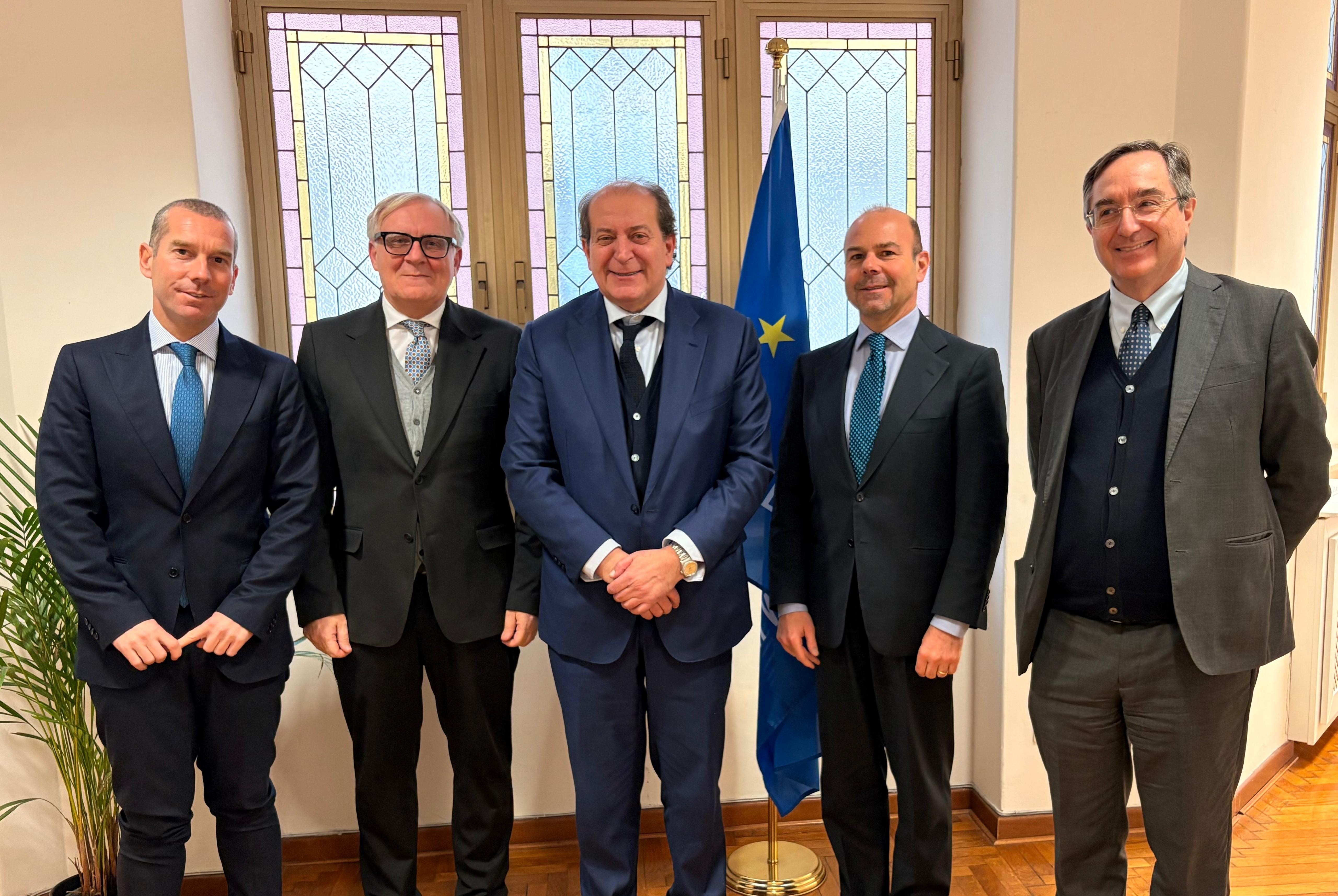 SG Dal Mas and CEI Italian national coordinator Alfredo Durante Mangoni meet with the delegation for the preparatory phase of the “Falcone–Borsellino Programme for the Central European Initiative”