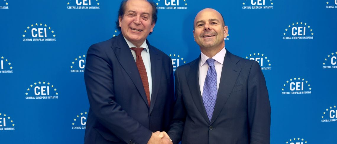 Secretary General Dal Mas wlecomes new Italian National Coordinator Ambassador Alfredo Durante Mangoni (Trieste, 14 Oct. 2025)