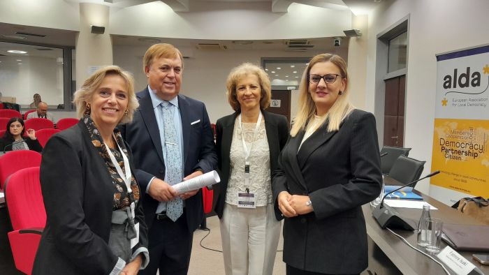 from left: Antonella Valmorbida, ALDa Secretary General; Jaroslav Ludva Ambassador to Embassy of Czech Republic in Skopje;  Ivana Holoubková, CEI Deputy Secretary General; Fatmire Isaki, Deputy Minister of Foreign Affairs of the Republic of North Macedonia