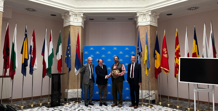From left: Parisi, Dal Mas, Arha, Pasino - Meeting at CEI-ES (Trieste, 15 Sept. 2025)